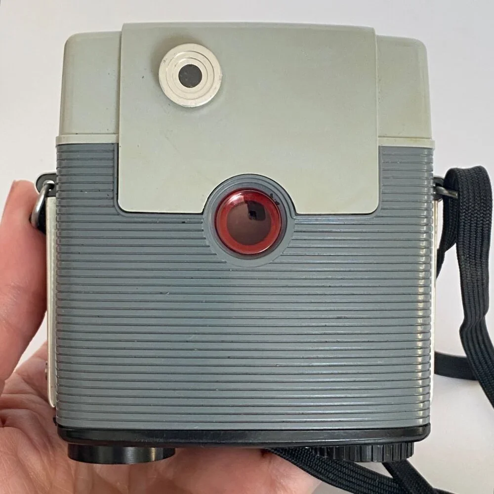 Kodak Brownie Starmeter Camera With Flash Attachment and Carry Strap 1960s Vtg